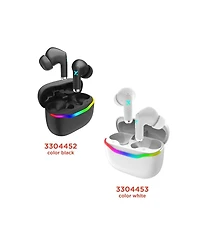 RadioShack Wireless Gaming Earbuds with Noise Cancelation and Rgb Led Lights With 22 Hour Playtime 3304453 White
