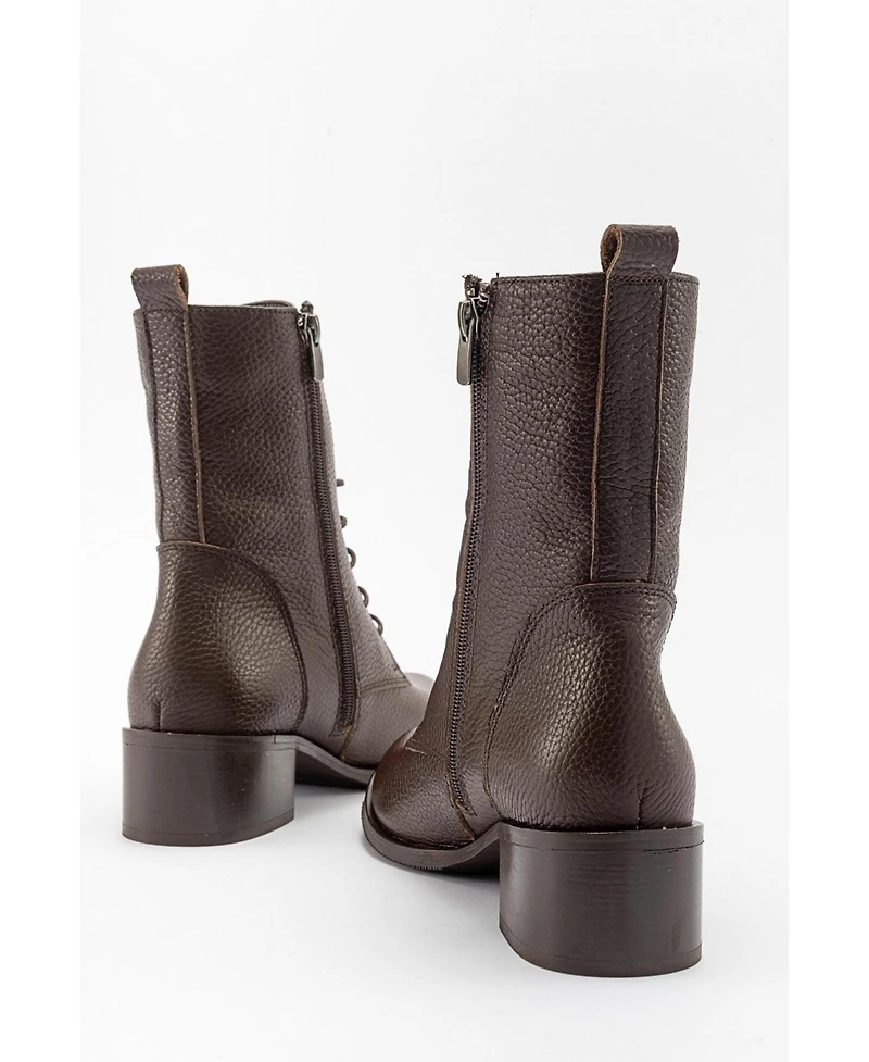 Forever & Always Shoes Lana Leather Block Heel Boot (Women)