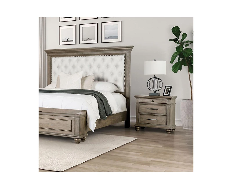 Casainc Weathered Oak Storage Cabinet Nightstand
