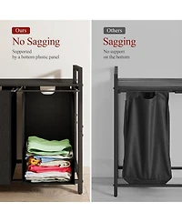 Kitstorack Laundry Basket Organizer, Laundry Hamper with Shelf & 2 Pull-Out Removable Bags, Dirty Clothes Hamper Organizer for Laundry Room Bathroom a
