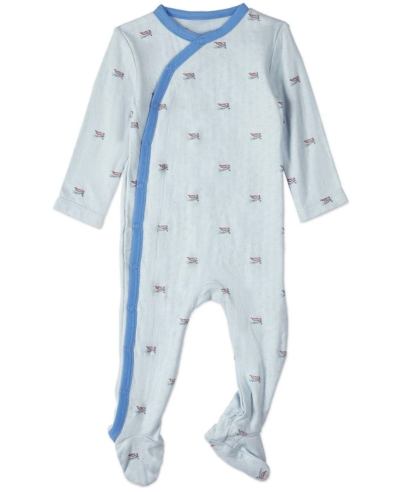 MeMoi Baby and Toddler Boys "Row Your Boat Gently" Rayon Blend Pointelle Footie