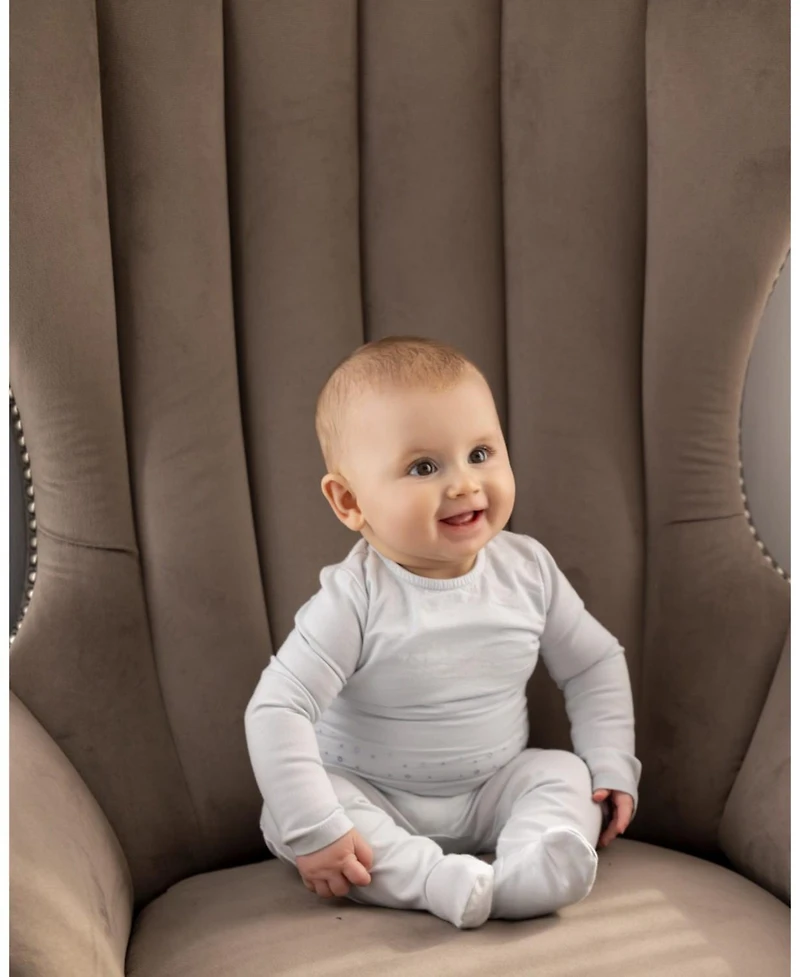 MeMoi Baby and Toddler Boys "Small Dots" Cotton Rich Double Layer Footie