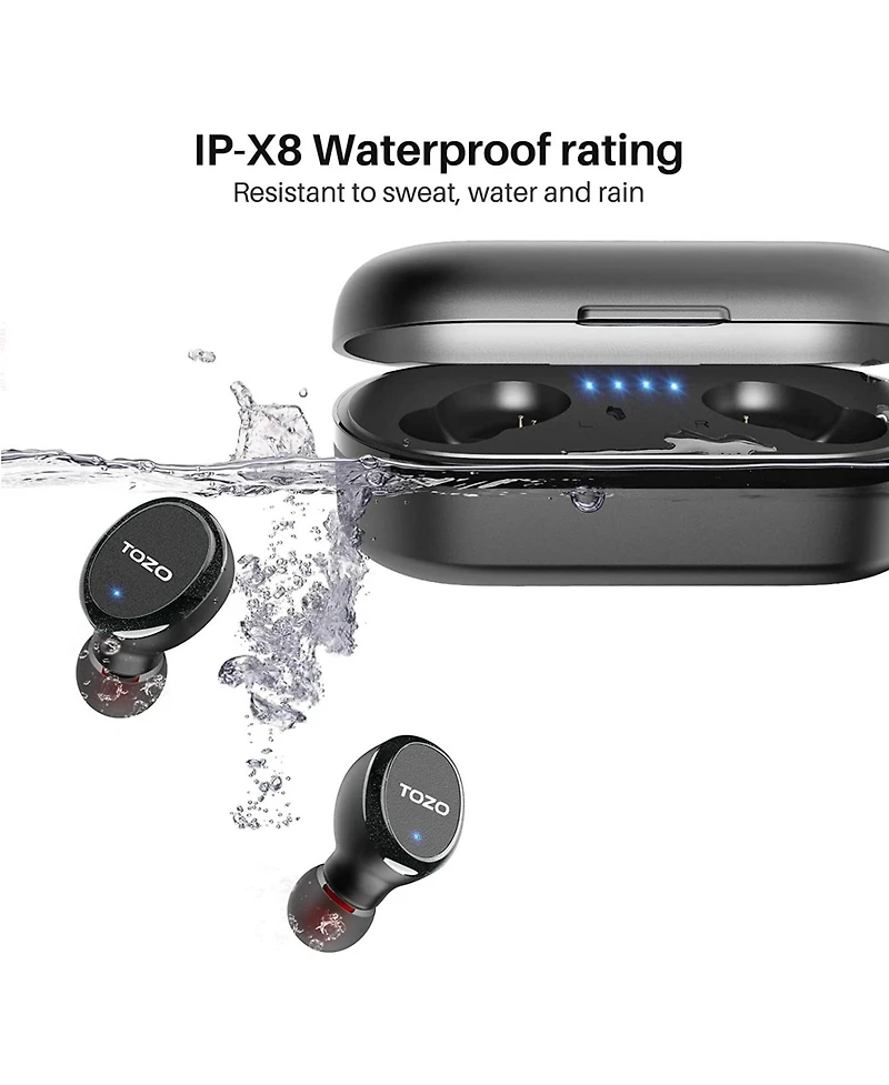 Tozo T10S Bluetooth Wireless Earbuds, Waterproof, Touch Controls with Charging Case