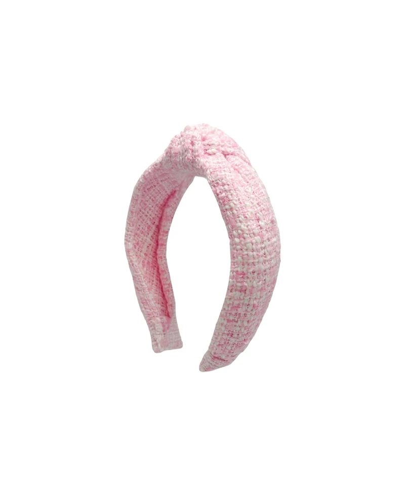 Bits & Bows Tweed Knot Headband in Pink