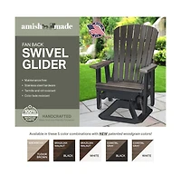 American Furniture Classics Fan Back Swivel Glider in Brazilian Walnut on a Black Base