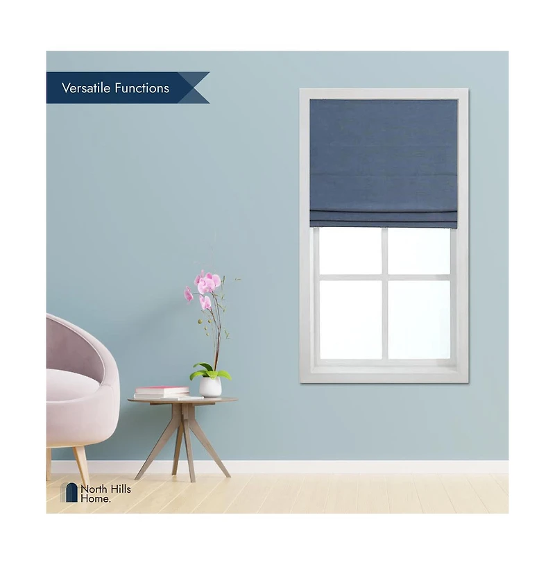 Shadisfy Cordless Chenille Velvet Blackout Roman Shade 23x64" Slate Blue