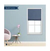 Shadisfy Cordless Chenille Velvet Blackout Roman Shade 23x64" Slate Blue