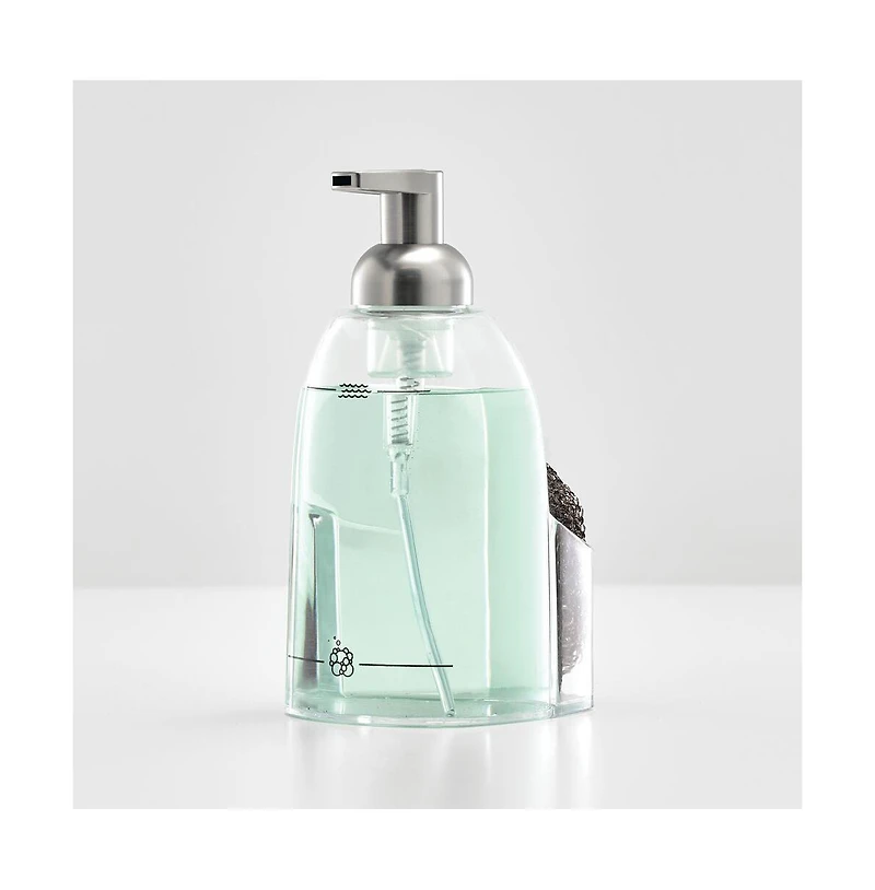 iDesign Acrylic Kitchen Sink Caddy with Soap Dispenser - Clear/Brushed Nickel
