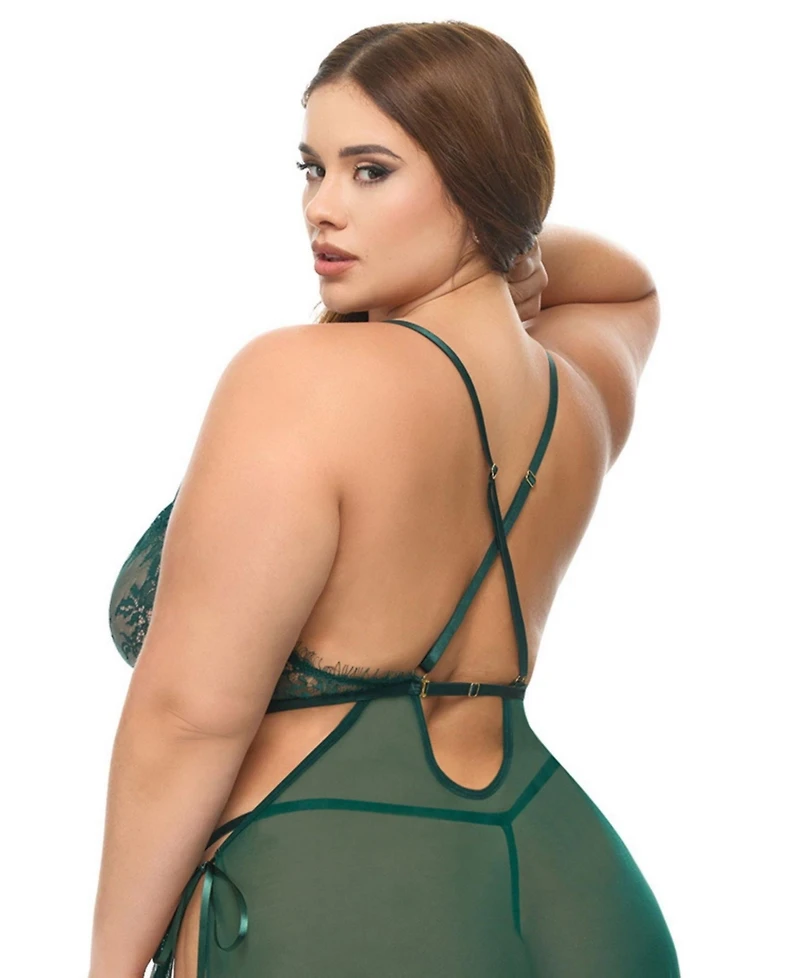 Oh La La Cheri Plus Cami Sheer Lace Lingerie Gown