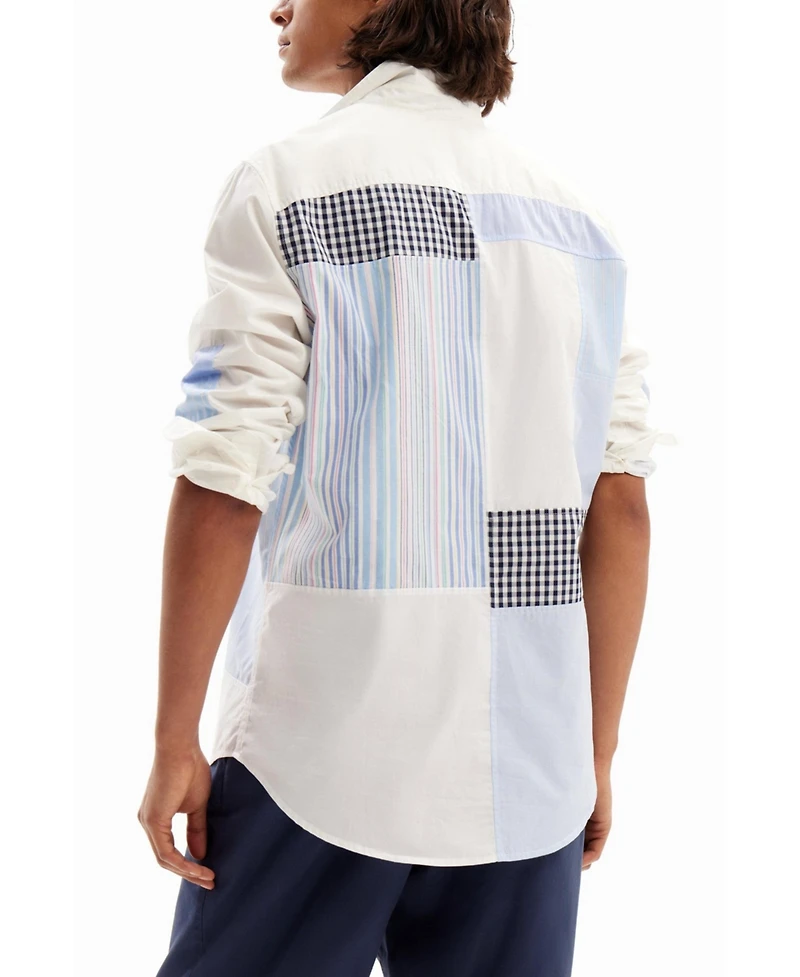 Desigual Men's Striped patch shirt.