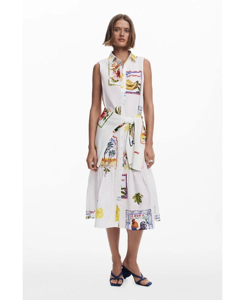 Desigual Women's Shirt dress postcards