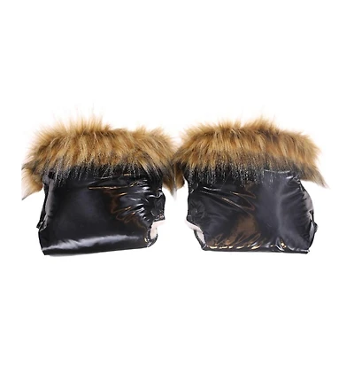 Cover Baby Baby Cover Adult Premium Handmuff Gloves With Beige Wool in Black