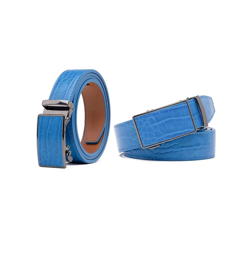 Men's Genuine Leather Crocodile Design Dress Belt with Automatic Buckle