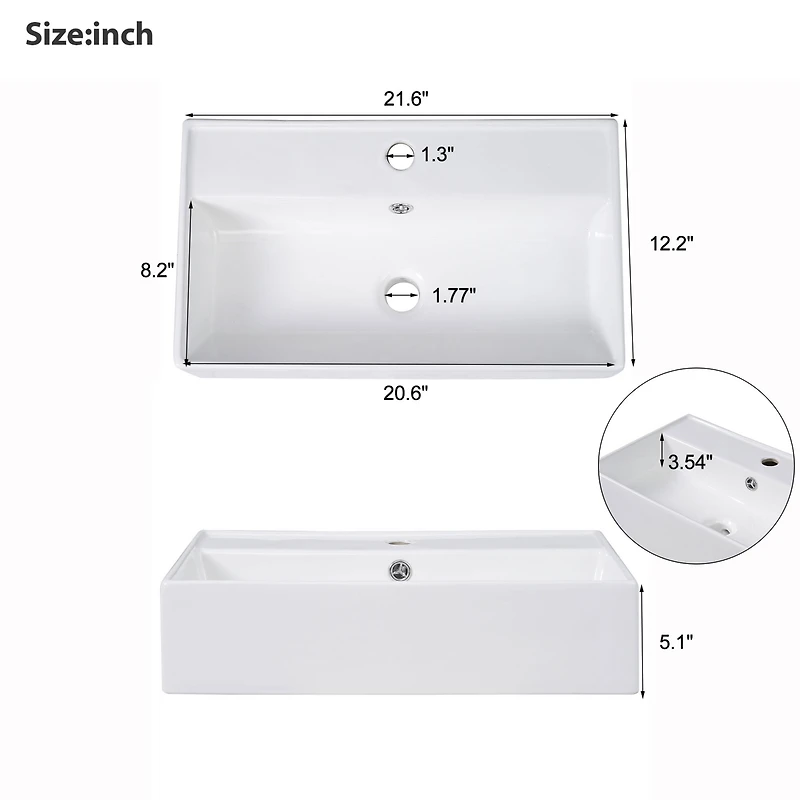 Streamdale Furniture Modern 21.6" White Bathroom Vanity with Left Side Storage