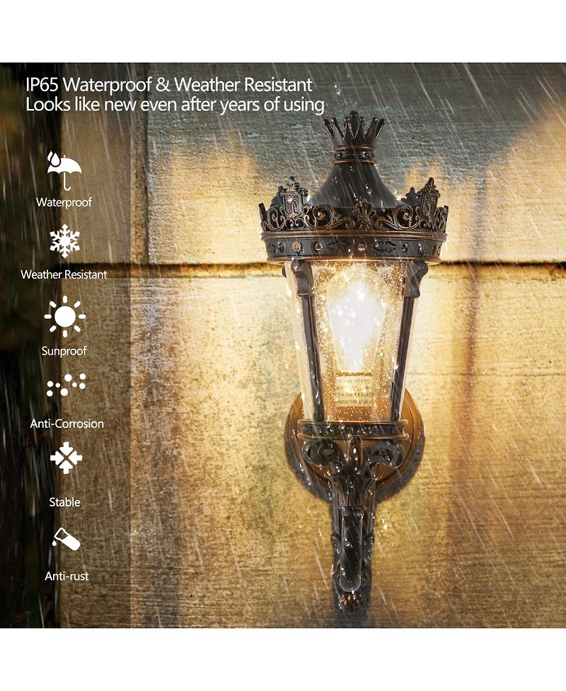 Streamdale Furniture Vintage Outdoor Wall Sconce with Clear Glass for Patio & Entryway