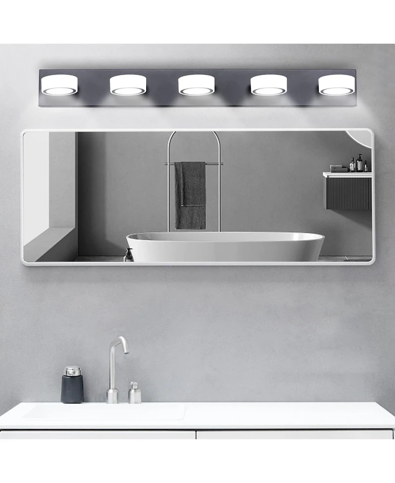 Streamdale Led Modern Black 5-Light Vanity Lights Fixtures Over Mirror Bath Wall Lighting
