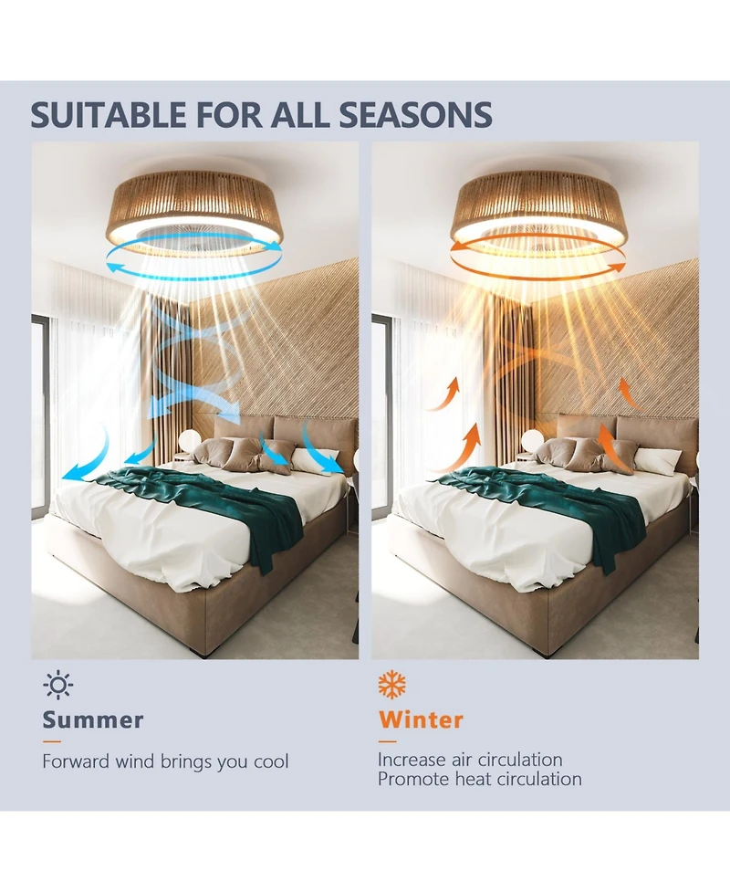 Streamdale Furniture Bohemian style Led Dimmable Ceiling Light With Built-In Fan - Remote Control