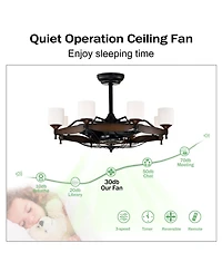 Streamdale 33-Inch Black Ceiling Fan with Remote Control, 6 Speeds, Abs Blades, for Indoor Use