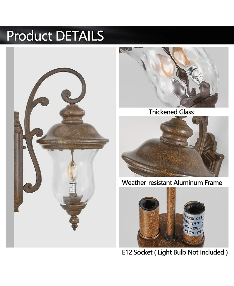 Streamdale Vintage Outdoor Wall Lantern, Waterproof Sconce with Clear Glass Shade