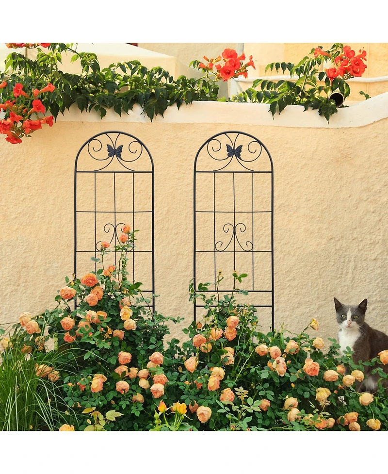 Streamdale 4-Pack Metal Garden Trellis, 86,7" Rustproof, Black
