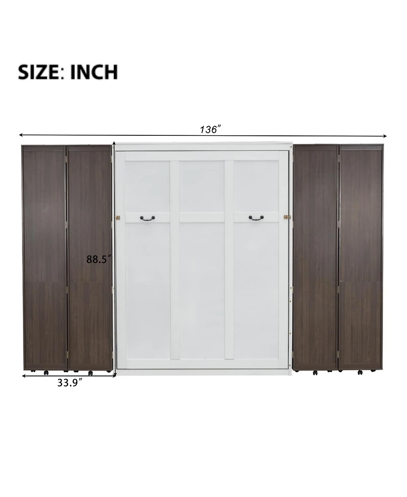 Streamdale Furniture Queen Murphy Bed Wall with Storage Doors