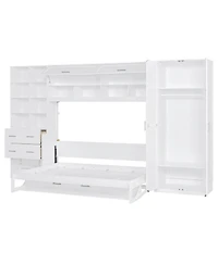Streamdale Furniture Full Size Murphy Bed Wall Bed with Closet Drawers and Shelves
