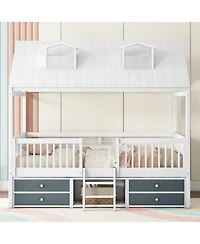 Streamdale Furniture Full Size Wood Bed House Bed Frame