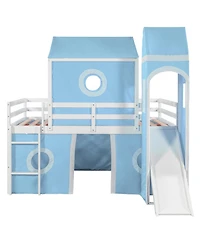 Streamdale Furniture Full Size Loft Bed with Slide Tent and Tower