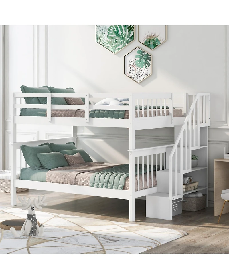 Streamdale Furniture Stairway Full-Over-Full Bunk Bed w/ Storage