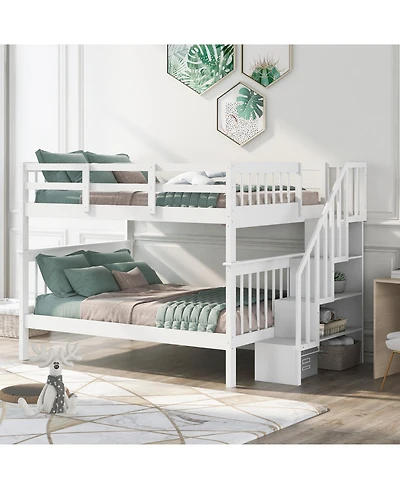 Streamdale Furniture Stairway Full-Over-Full Bunk Bed w/ Storage