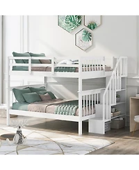 Streamdale Furniture Stairway Full-Over-Full Bunk Bed w/ Storage