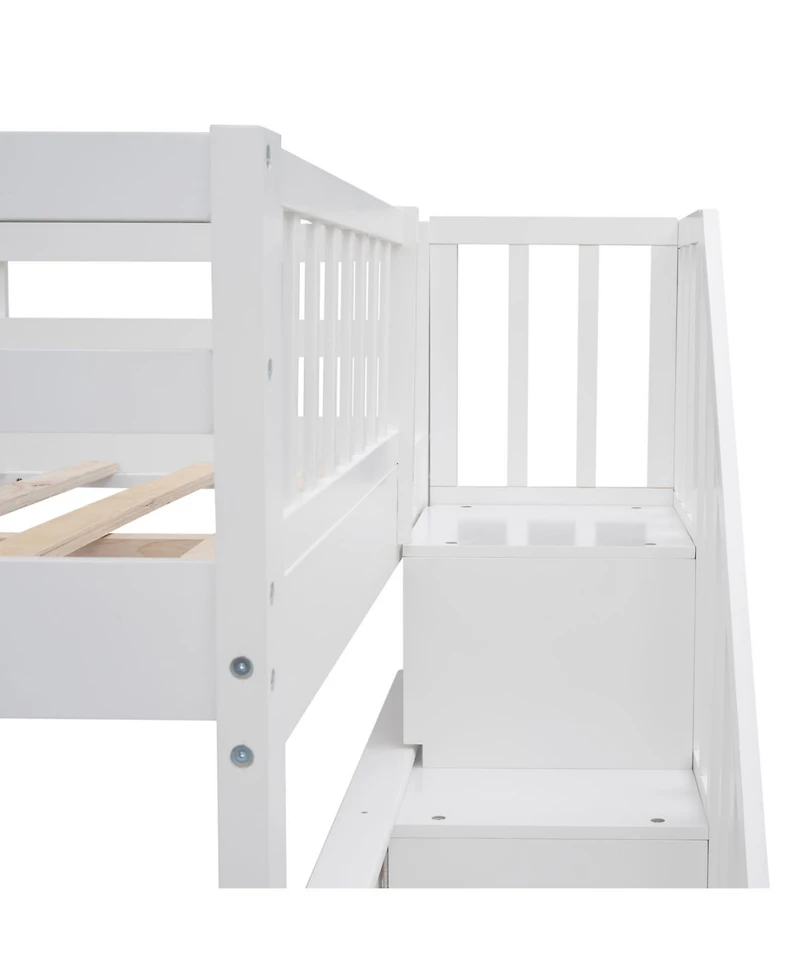 Streamdale Furniture Stairway Full-Over-Full Bunk Bed w/ Storage