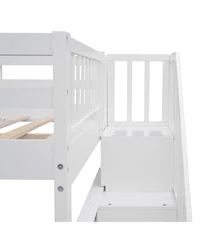 Streamdale Furniture Stairway Full-Over-Full Bunk Bed w/ Storage