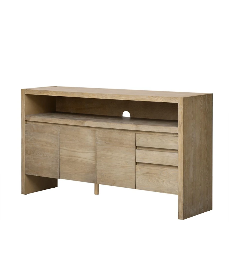 Streamdale Furniture 60" Modern Ash Veneer 3-Door Sideboard
