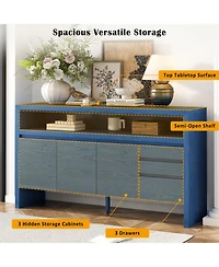 Streamdale Furniture 60" Modern Ash Veneer 3-Door Sideboard