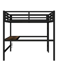 Streamdale Furniture Queen Loft Bed with Outlet & Led - Black