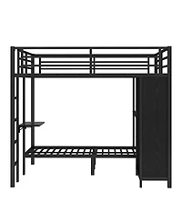 Streamdale Furniture King/Twin Xl Bunk Bed with Wardrobe & Desk - Black