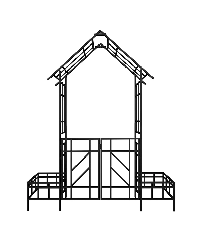 Streamdale Furniture Metal Garden Arch with Gate & Planters