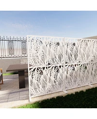 Streamdale Furniture White Leaf Metal Privacy Screen 3.8x6ft