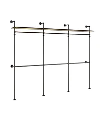Streamdale Furniture Industrial Pipe Clothing Rack w/ Led & Shelves