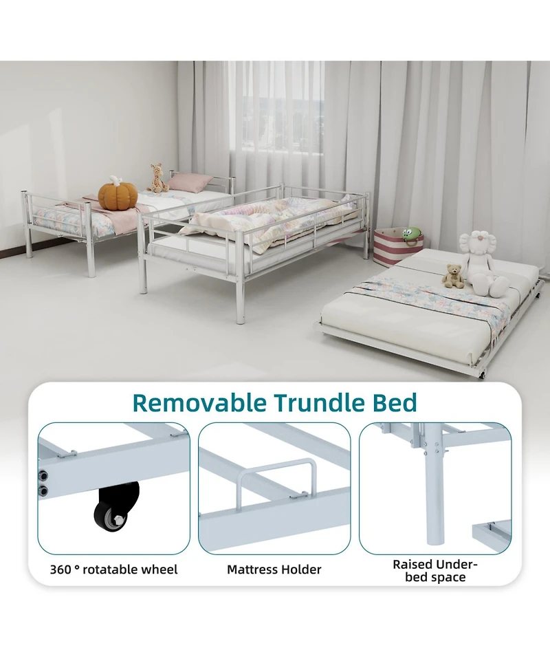 Streamdale Furniture Heavy-Duty Metal Twin Bunk Bed - Silver