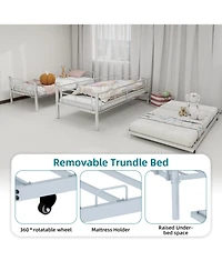 Streamdale Furniture Heavy-Duty Metal Twin Bunk Bed - Silver