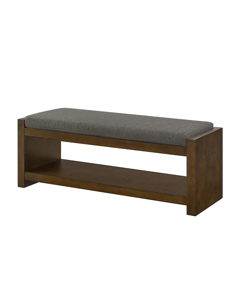 Streamdale Furniture 47" Accent Bench with Shoe Rack Padded Seat Removable Cushion - Granite