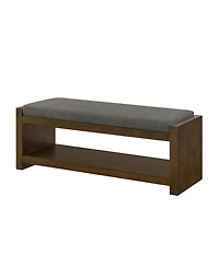 Streamdale Furniture 47" Accent Bench with Shoe Rack Padded Seat Removable Cushion - Granite