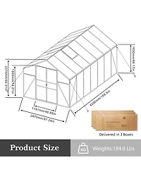 Streamdale Furniture Gain Height 8x14 Ft Aluminum Polycarbonate Greenhouse