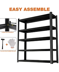 Streamdale Furniture 59" Wide Black Metal Shelves w/ Dividers