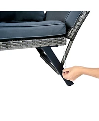 Streamdale Furniture Wicker Foldable Patio Bench with Cushion