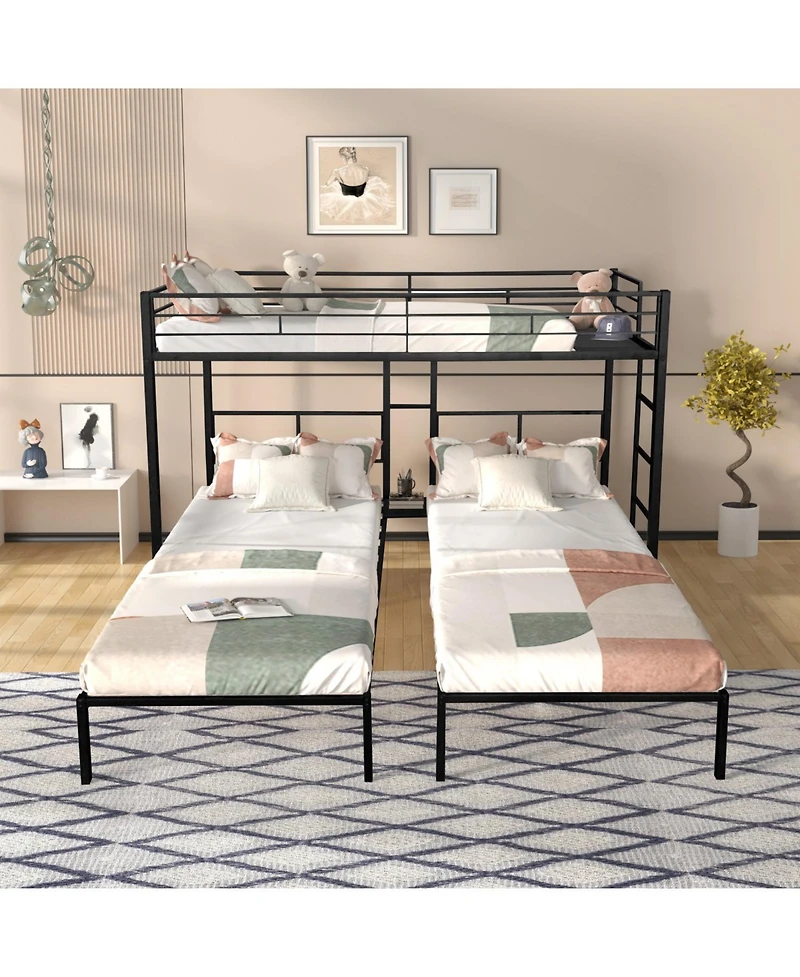 Streamdale Furniture Triple Bunk Bed - Sturdy Metal Frame Wooden Slats