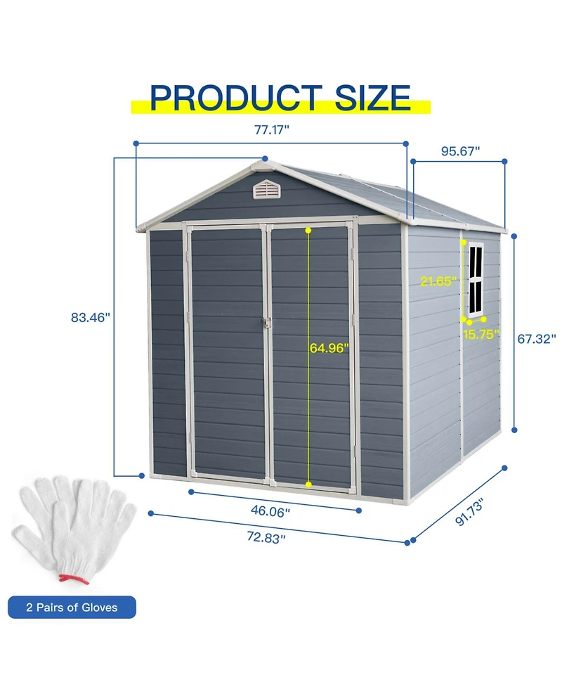 Streamdale Furniture 6x8 Resin Outdoor Storage Shed - Grey