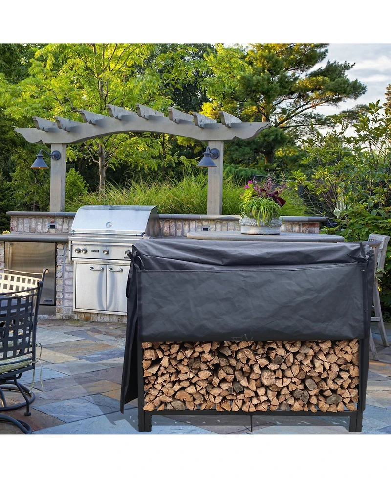 Streamdale Furniture 4ft Heavy Duty Firewood Rack - Matte Black